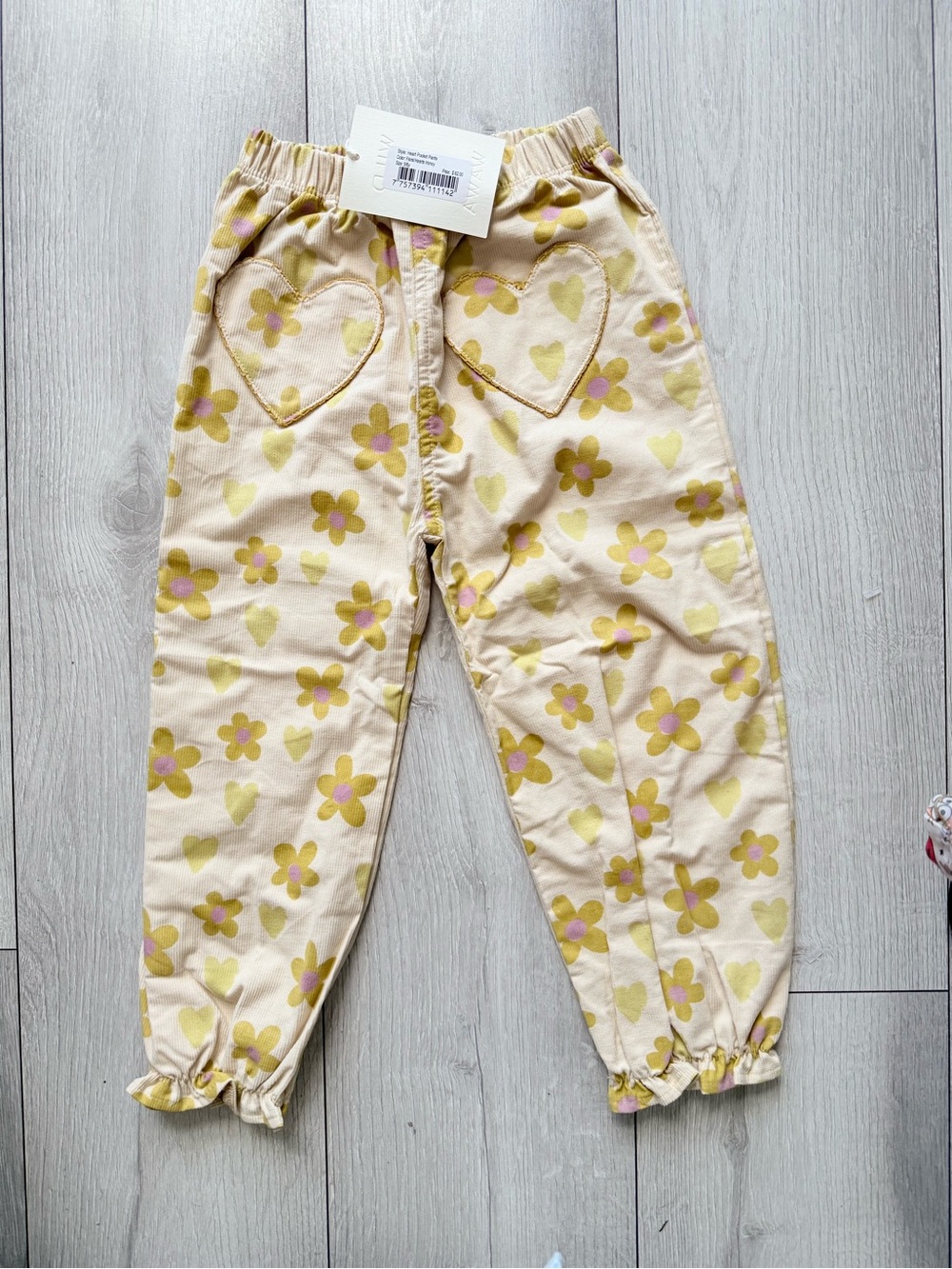 Girls Cream Floral Heart Pocket Joggers